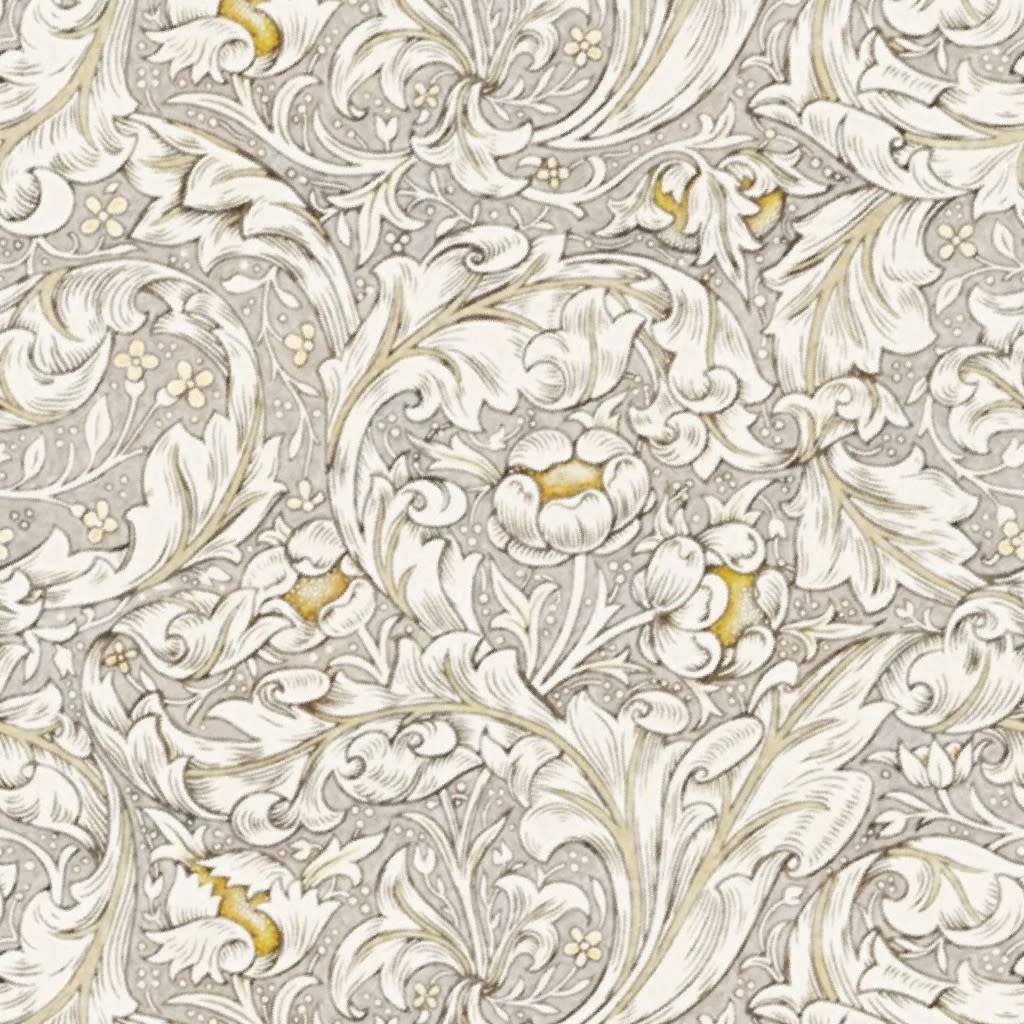 BACHELORS BUTTON (Old Renaissance Style) IN ANTIQUE IVORY - WILLIAM MORRIS - small scale Wallpaper by salvagescapes